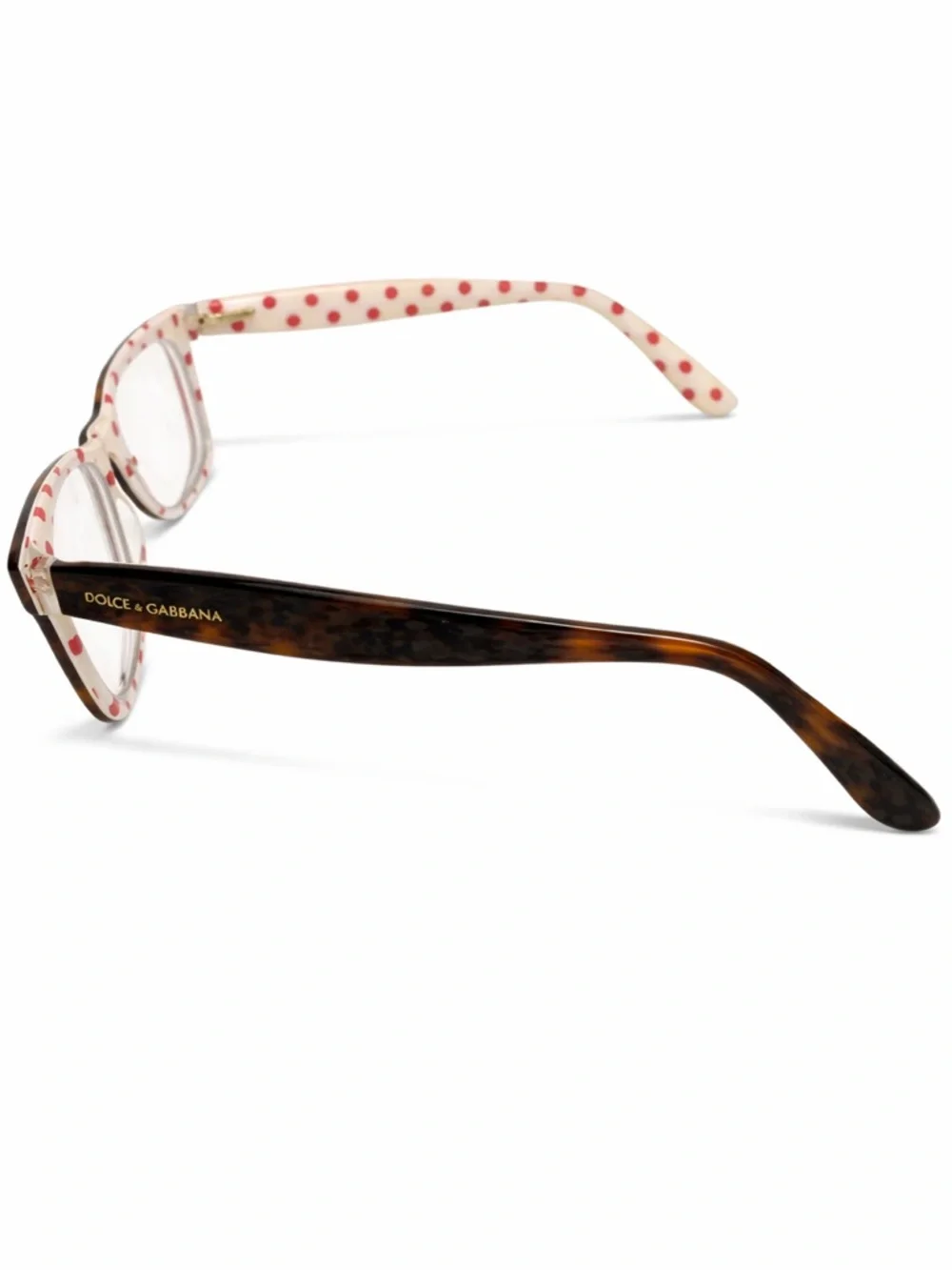 Dolce & Gabbana Women’s White and Red Polka Dot Eyewear Arm